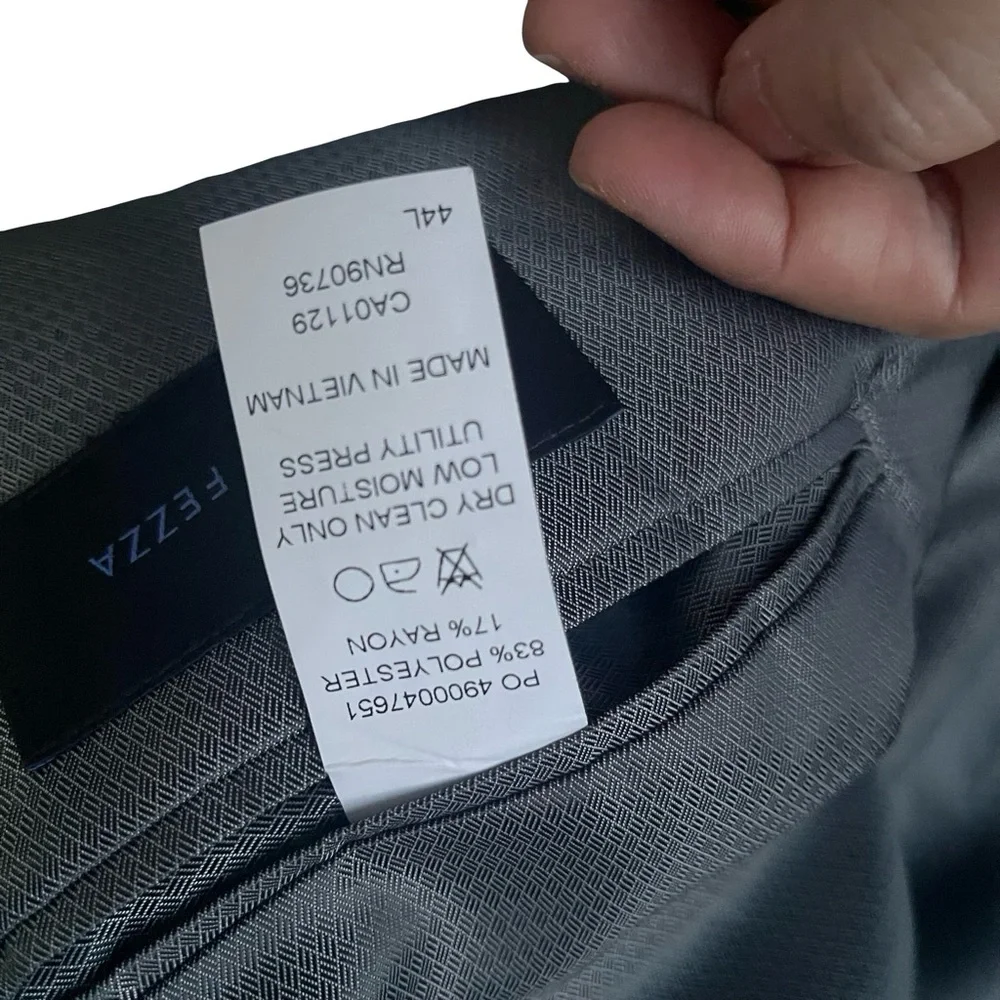 Andrew‎ Fezza Men’s Gray 2-Button Suit Jacket 44L Blazer Sport Coat